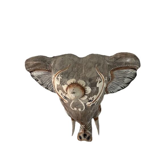 New Hand Carved Wooden Elephant Wall Hanging Costa Rica Jungle Animal Pura Vida - Picture 6 of 16